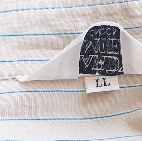 Hardy Amies Sz L Light Gray Blue Striped Shirt - Picture 8 of 9